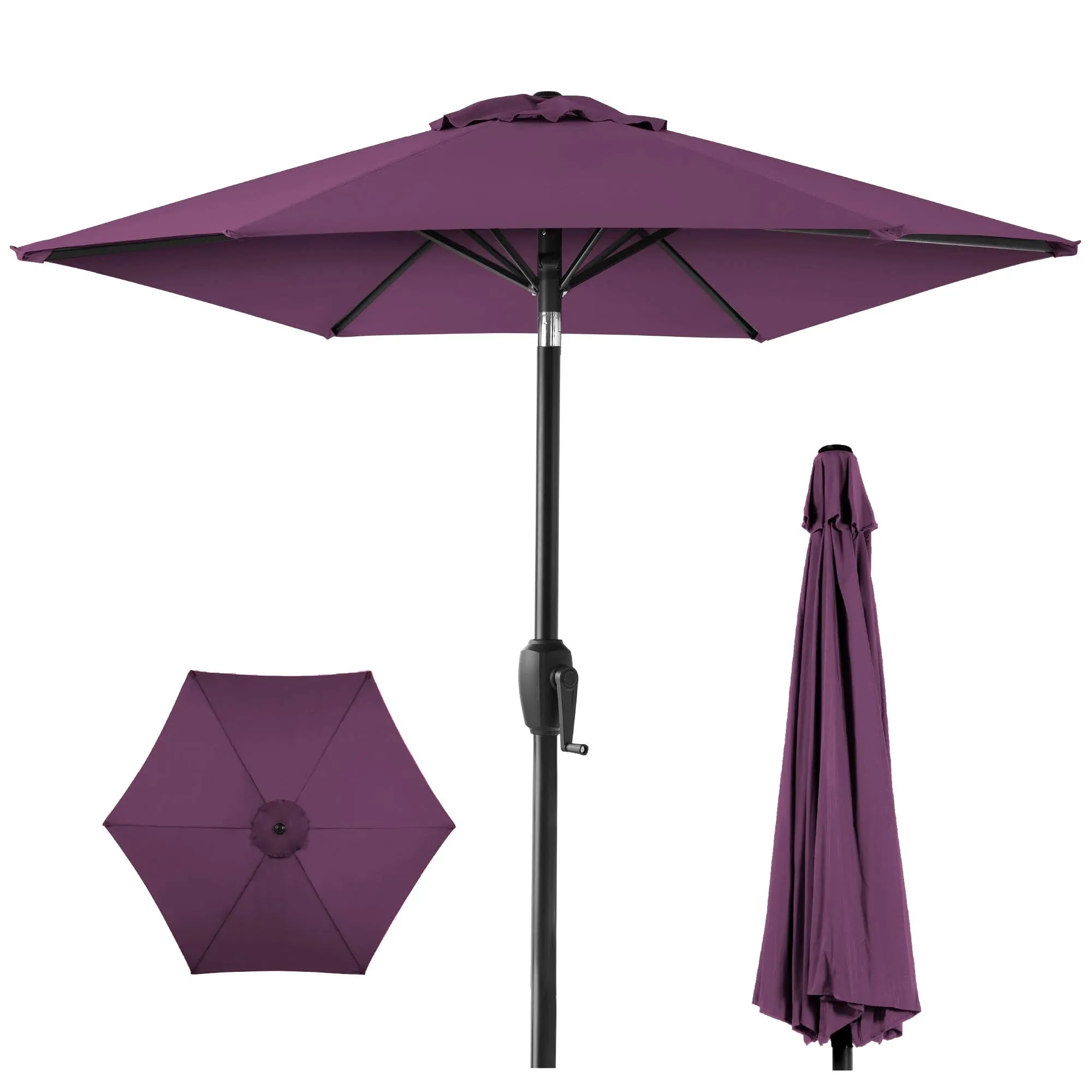 Best Choice Products 7.5ft Heavy-Duty Outdoor Market Patio Umbrella w/ Push Button Tilt, Easy Crank - Amethyst Purple