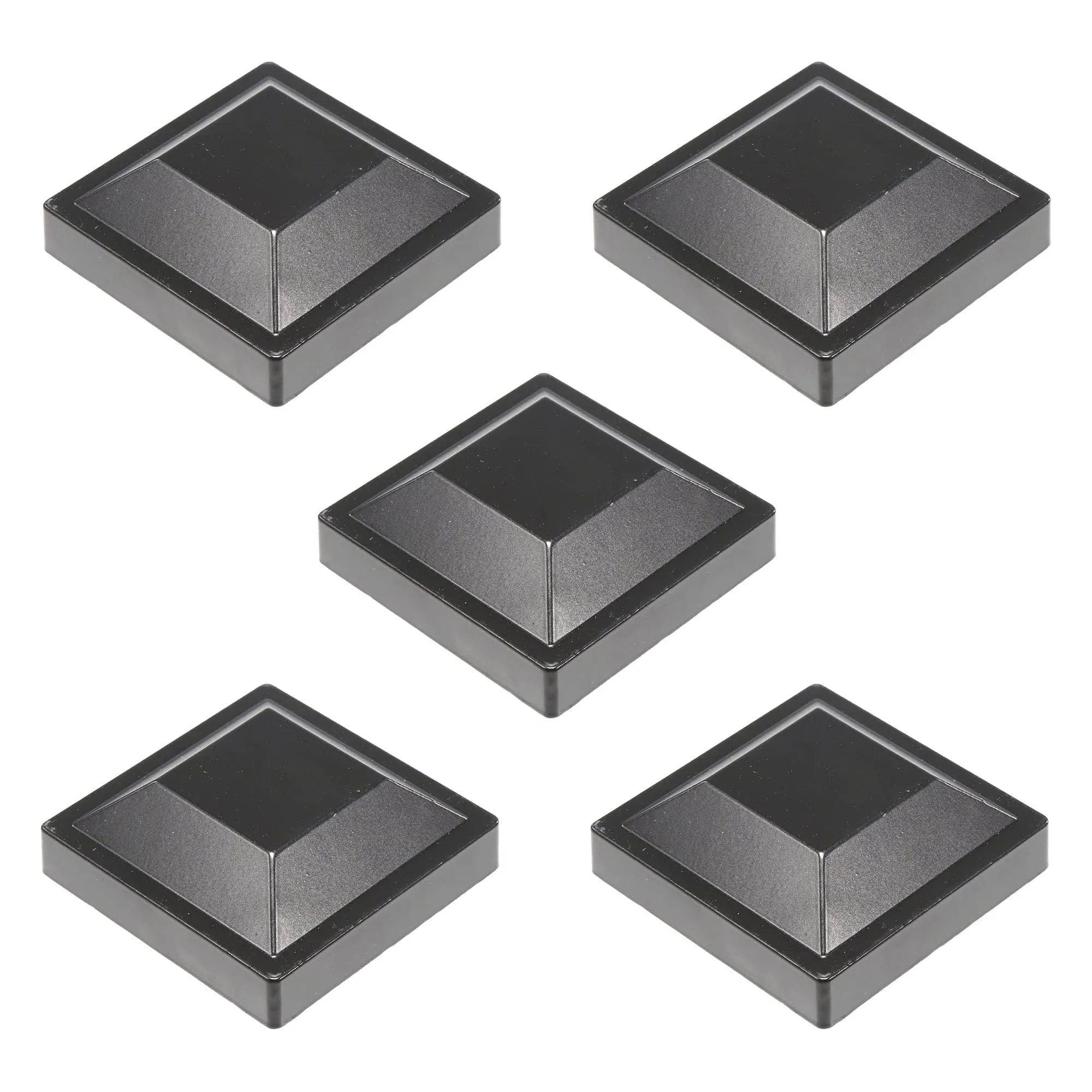 Plum Fittings 3" x 3" Square Black Aluminum Post Cap for Aluminum Fence Posts | Black Post Caps (5 Pack)