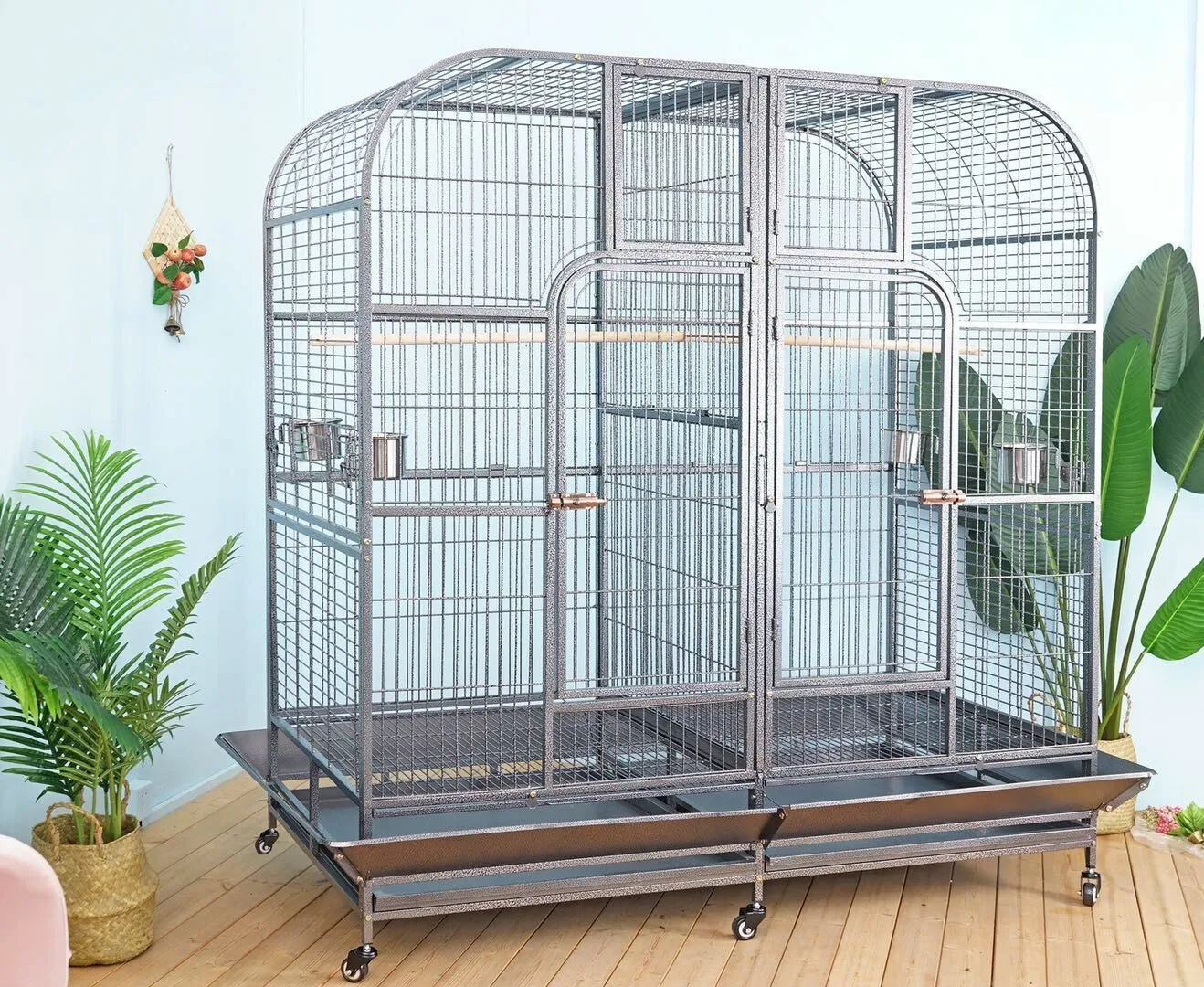 Flyline Large Double Cage with Center Divider for Bird Parrot Aviary