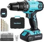 DuraTech 20V Cordless Drill Set - Powerful Electric Driver