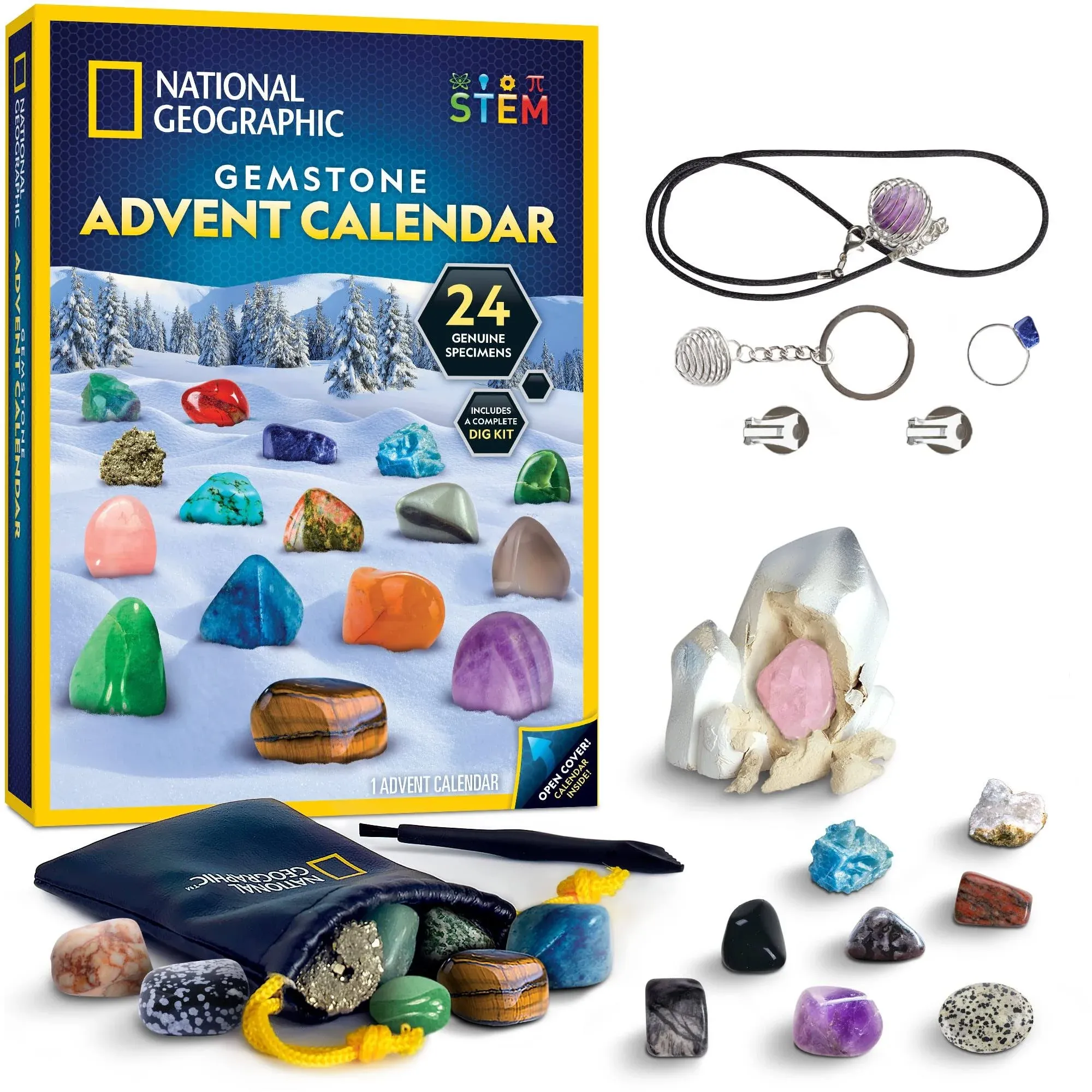 NATIONAL GEOGRAPHIC 2023 Gemstone Advent Calendar for Kids with 24 Gemstones-AU