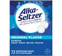 Alka-Seltzer Original Effervescent Tablets, Fast Relief of Headache, Muscle Aches, and Body Aches, 144 Count (72 x 2)