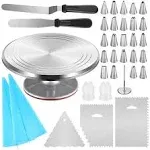 35pcs Cake Decoration Tool Kit, Include Aluminum Alloy Cake Turntable, Piping Bags, Stainless Steel Piping Nozzles And Couplers, Scraper And Other Accessories, Suitable For Cake Lovers And Beginners, Cake DIY Supplies, Baking Tool