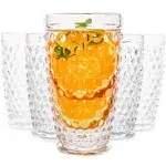 G Hobnail Glassware Old Fashioned Iced Beverage Drinking Glasses Set Of 6, 13 oz Premium Tall Highball Water Glasses Cups For Juice Cocktail Mojito Wine,Beer,Tea, Mixed Drinkware,Parties Restaurants