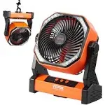 VEVOR 8 in. Rechargeable Battery Powered Portable Fan with LED Lantern