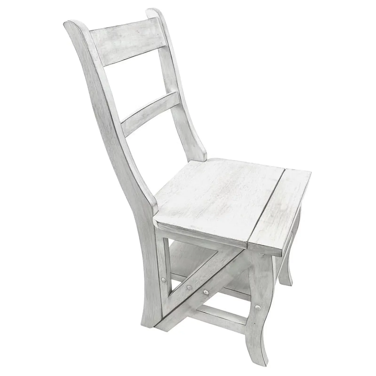 Carolina Classics Antique Folding Library Ladder Chair in White