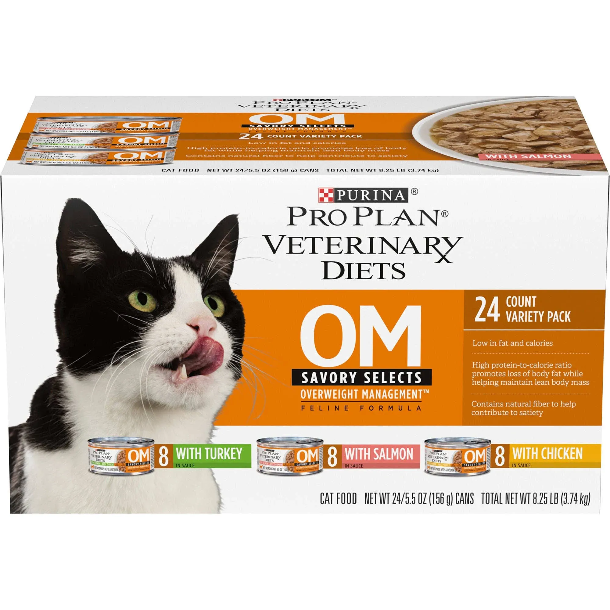 Pro Plan Veterinary Diets Om Savory Selects Wet Cat Food Variety Pack - (24) 5.5 oz. Cans