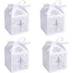 50pcs Baptism Christening Favor Boxes Candy Boxes Bag Gift Box Baby Shower Favor