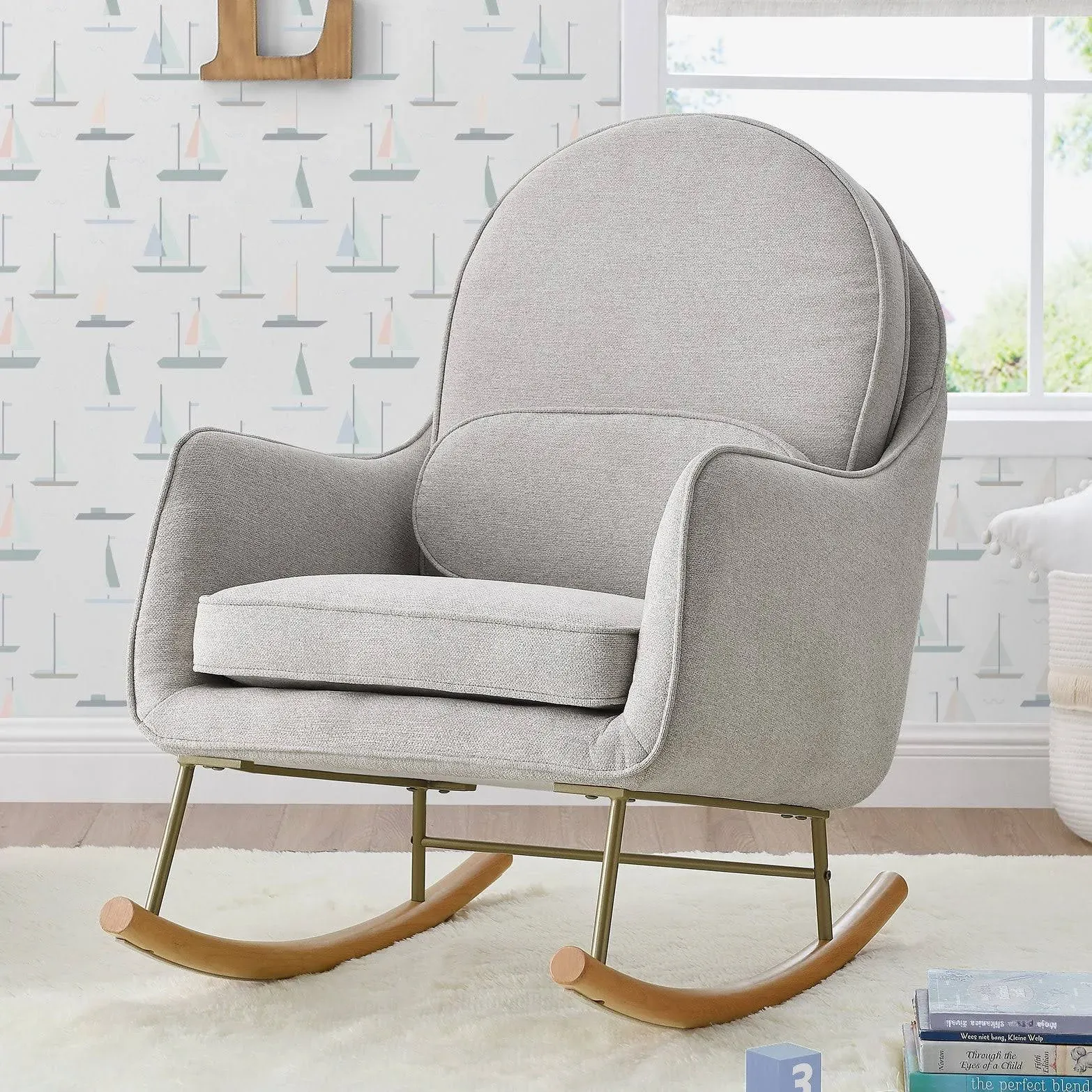 Delta Children Ella Limestone Rocker with Livesmart Evolve Fabric