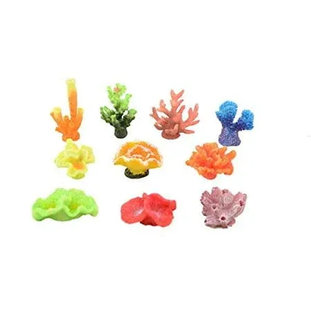 CNZ® Artificial Coral Plant for Fish Tank Small, 10-piece Assorted 