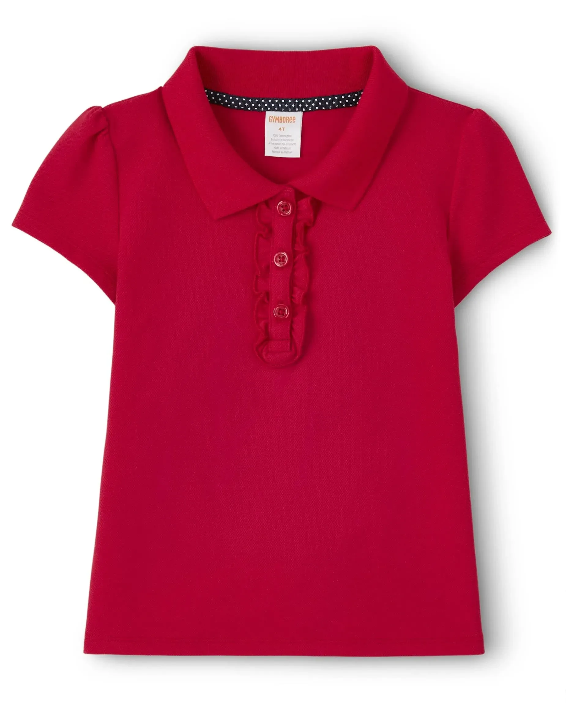 Gymboree Girls' and Toddler Short Sleeve Ruffle Polo Shirt Uniform