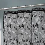 LinenZone Extra Long Lace Shower Curtains with Elegant Leaf Design. Large 72 x 84 Size. Rustic Shower Curtain or Modern Shower Curtain. Bathroom