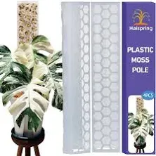 Haispring Plastic Moss Pole 4 Pcs Plant Stakes Extending to 62 Inch for Train