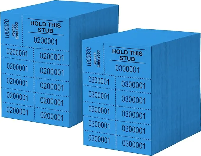 Auction Tickets - 1000 Sheets - 10 Numbers per Sheet (Blue)