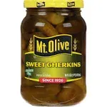 Mt. Olive Sweet Gherkins No Sugar Added Pickles, 16 fl oz