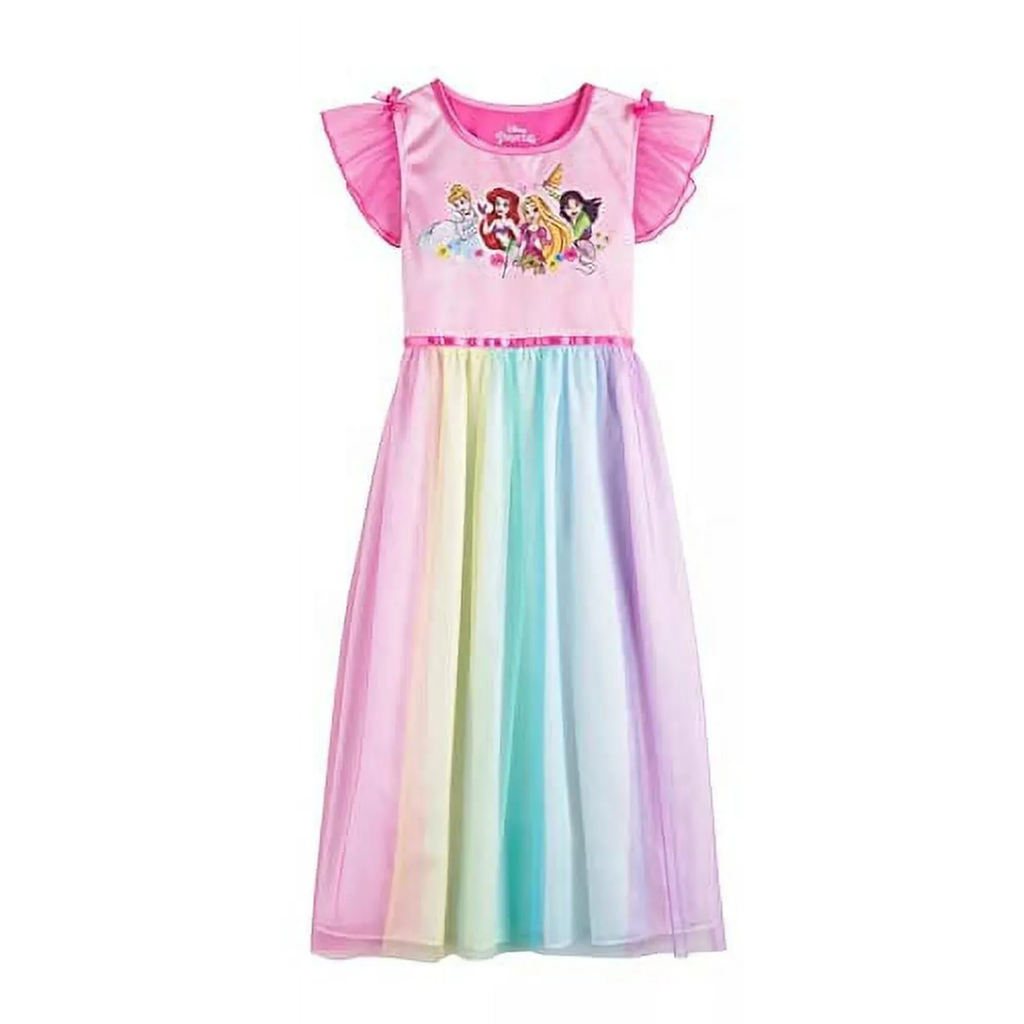 Disney Girls' Fantasy Nightgown Princess Dress Pajama, Rainbow - Princesses, Size 2T