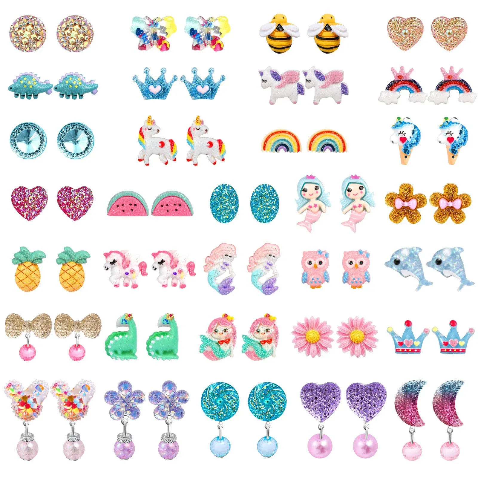 Kids Clip on Earrings for Girls 32 Pairs Hypoallergenic Clips Earrings Toy