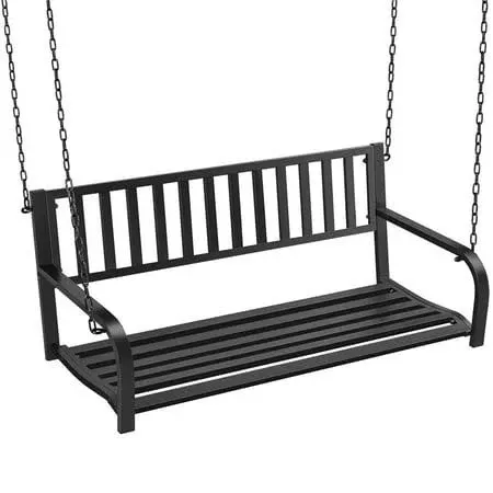 Topeakmart 2-Person Metal Outdoor Porch Swing with Chains