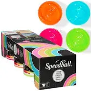 Speedball Fabric Screen Printing Ink Set, 4oz Fluorescent Colors: Hot Pink,... 