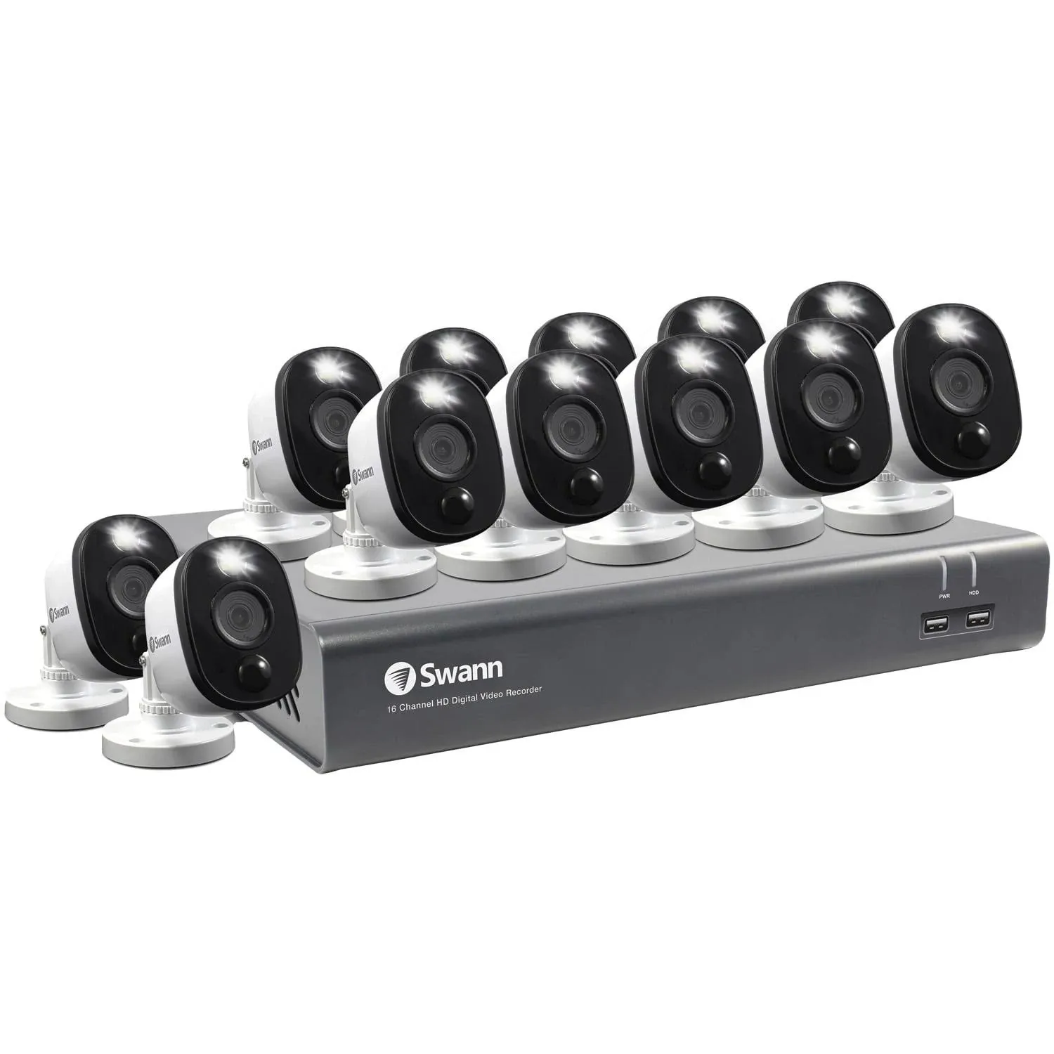 Security Camera System 16-Channel 1080p 1TB DVR 1080p Wired 12 Bullet Cameras