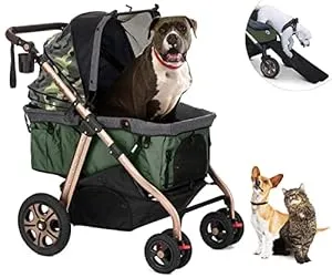 HPZ Pet Rover Titan-HD Premium Super-Sized Dog/Cat/Pet Stroller SUV Travel Carriage/w Access Ramp/100Lbs Capacity/Pumpless Rubber Wheels/Aluminum