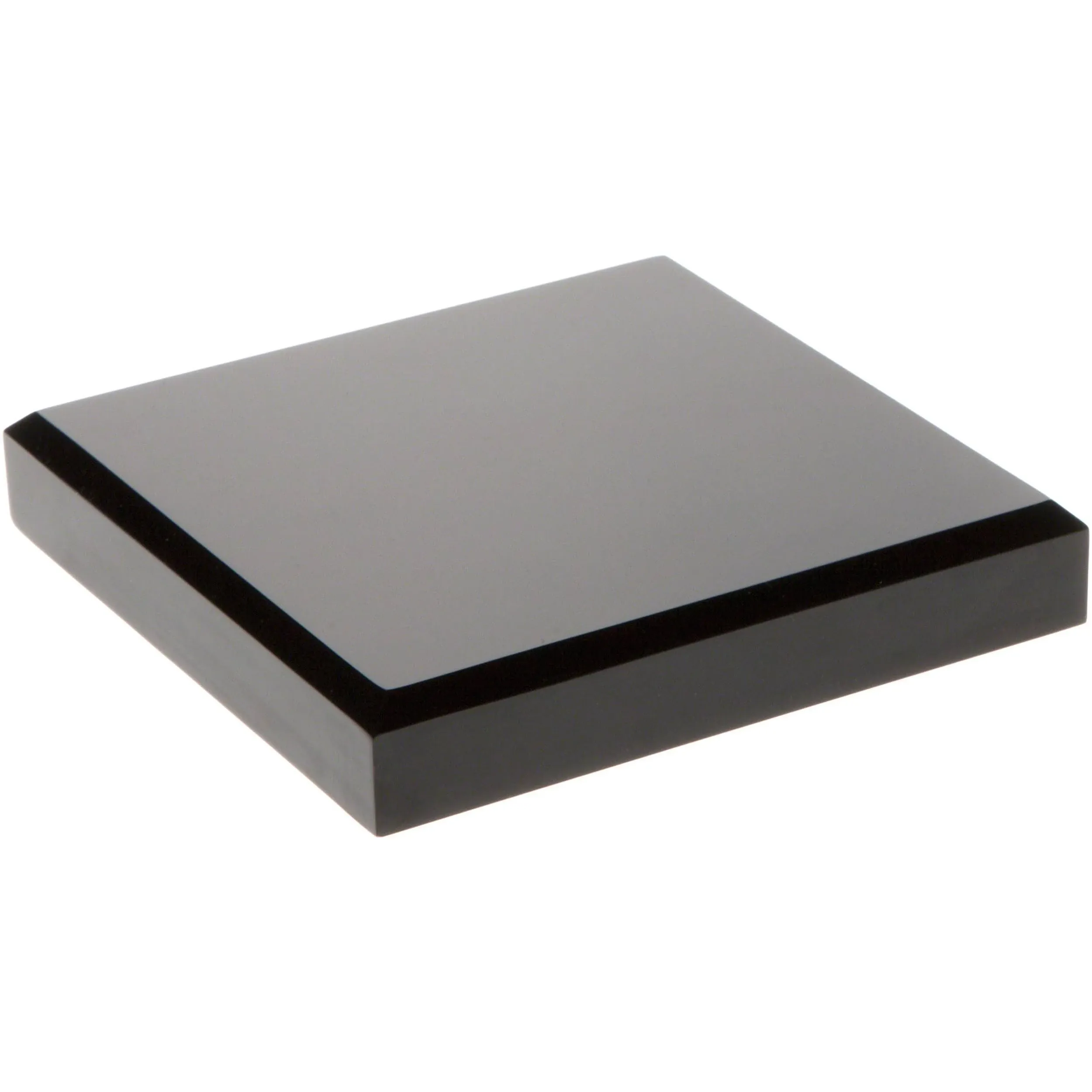 Plymor Black Acrylic Square Beveled Display Base, 4&#034; W x 4&#034;D x 0.75&#034;H, Pack of 2