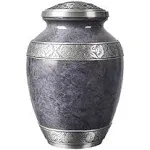 GSM Brands Cremation Urn for Adult Human Ashes - Large Handcrafted Funeral Memorial, Slate Gray Color (Aluminum - 9.6 x 6.8)