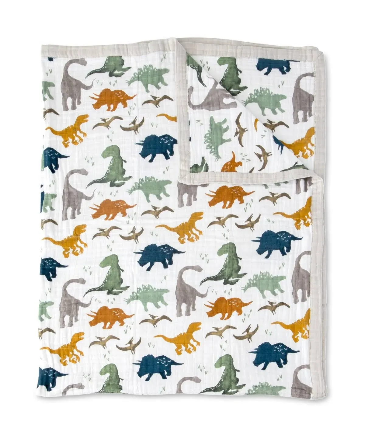 Little Unicorn – Dino Friends Cotton Muslin Quilt X-Large Blanket | 100% Cotton | Super Soft | Toddlers and Adults | X-Large 60” x 72” | Machine Washable