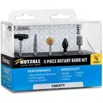 Kutzall 5-Piece Rotary Burr Kit - 1⁄8" Shaft, Variety Grit - Woodworking Attachment for Dremel, Foredom, Ryobi, DeWalt, Milwaukee Tools - Structured Tungsten Carbide