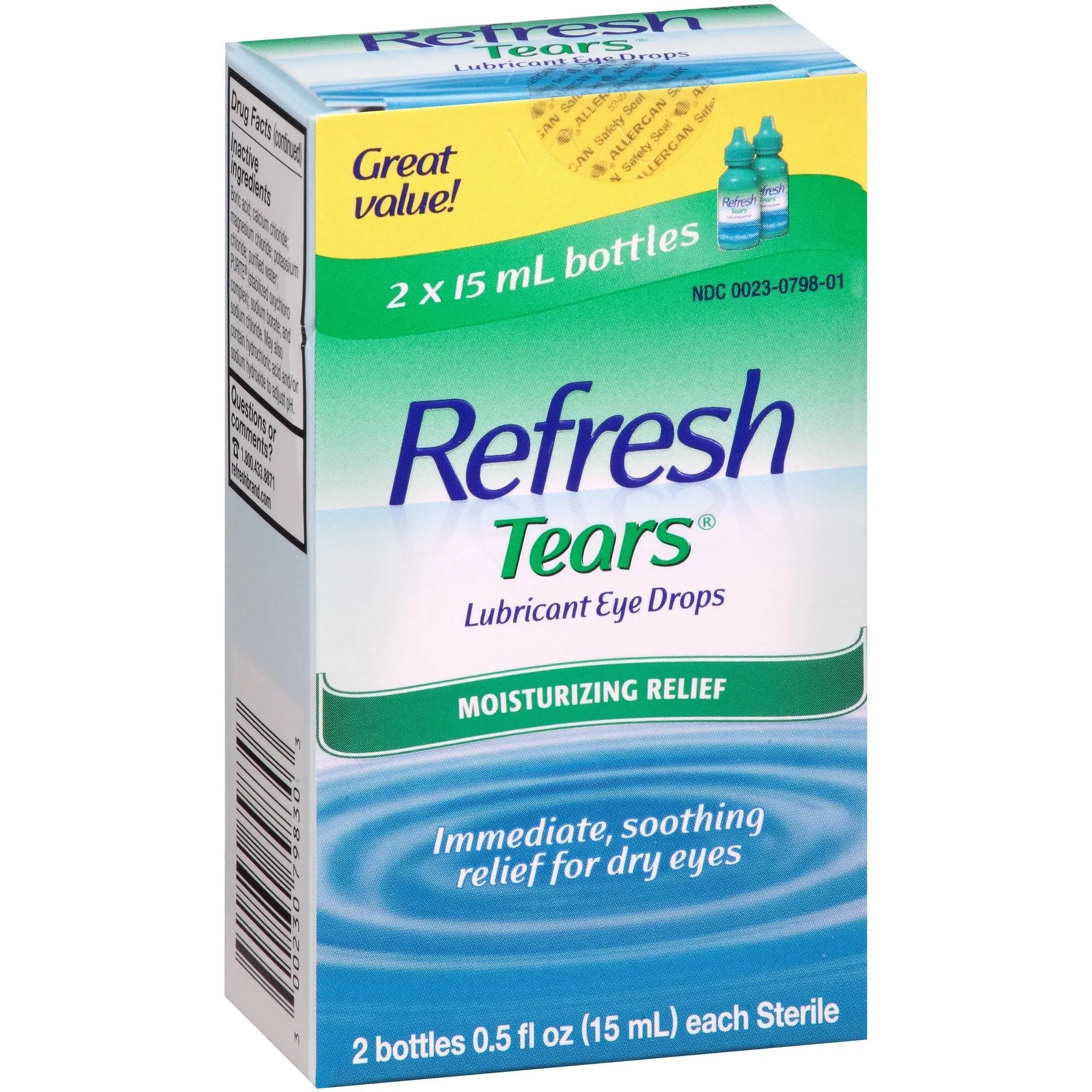 Refresh Tears Lubricant Eye Drops, 0.5 fl oz (2 Count)