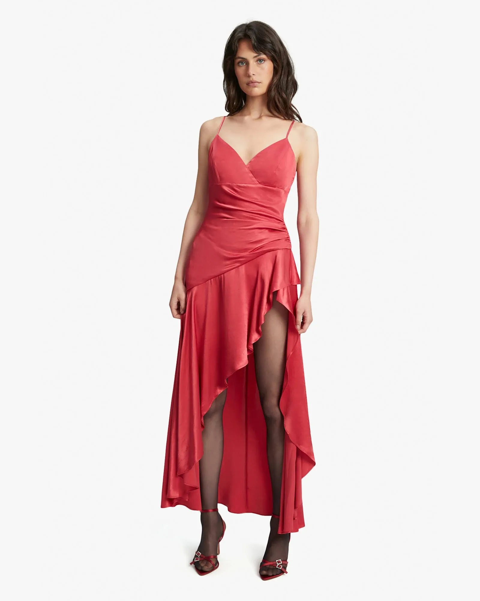 Sorella Ruffled Satin Maxi Dress