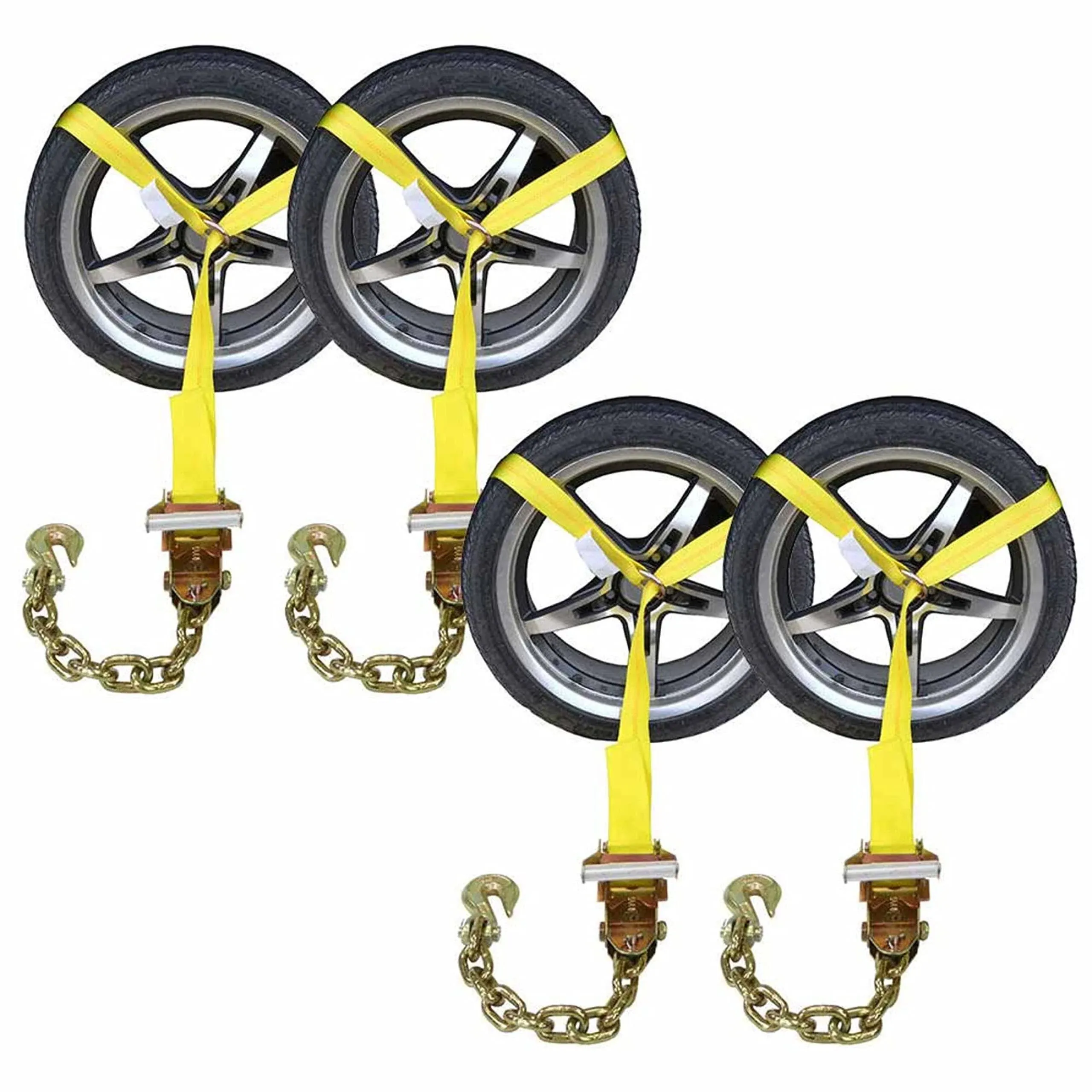 US Cargo Control Side Mount Wheel Net with Ratchet and Chain Extension (4-Pack)