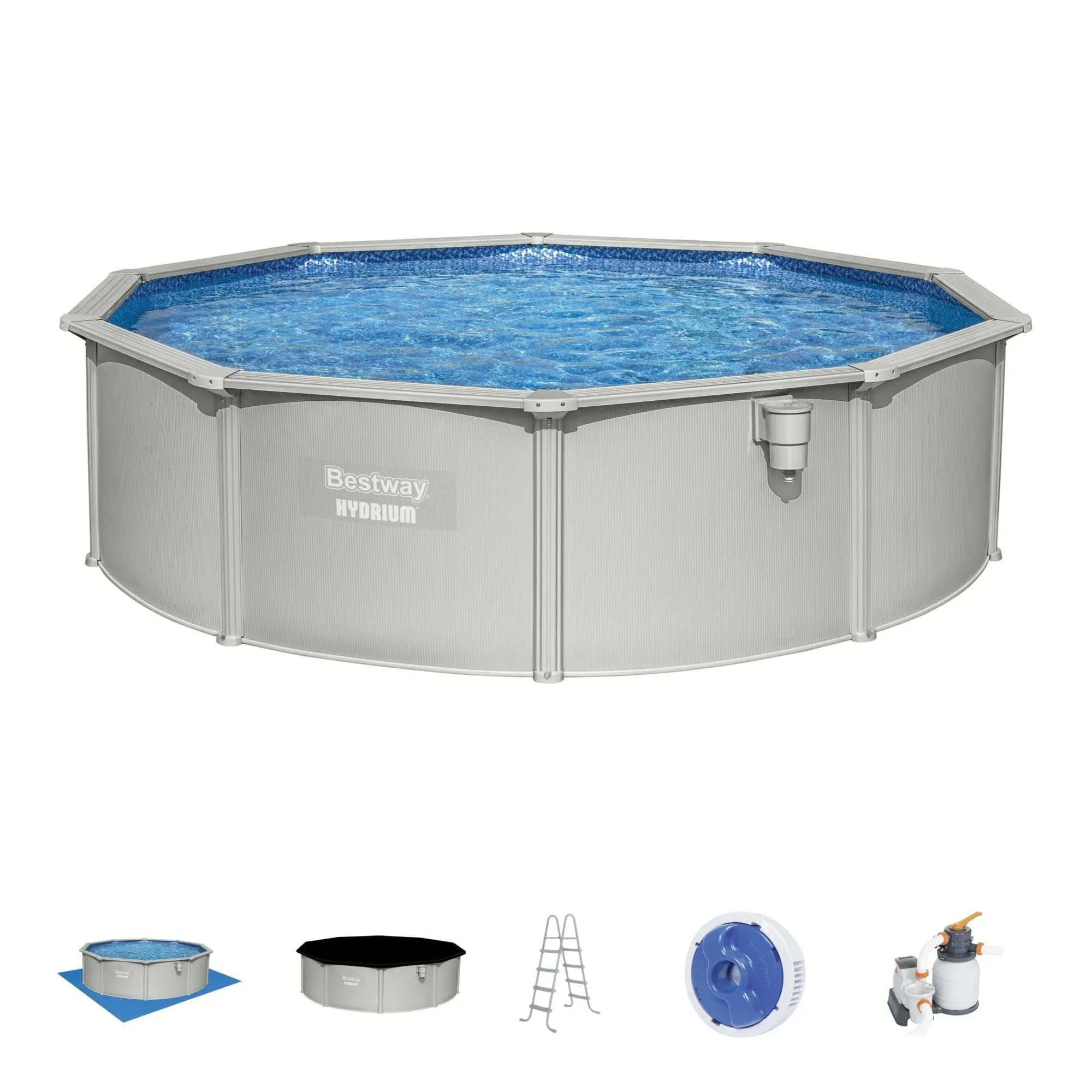 Bestway Hydrium 15' x 48" Round Steel Wall Above Ground Pool Set