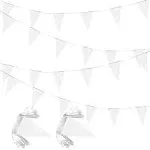 LyButty 100 Feet White Pennant Banners Flags String Hanging Triangle BuntingÂ 