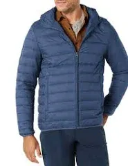 Mens Amazon Essentials Lightweight Waterproof Hooded Puffer Jacket Size Small...