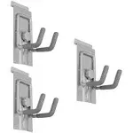 Crownwall Slat Wall Storage Organizer, Heavy Duty Steel Locking Small J Hook, Slatwall Accessories Panels (3 Pack)