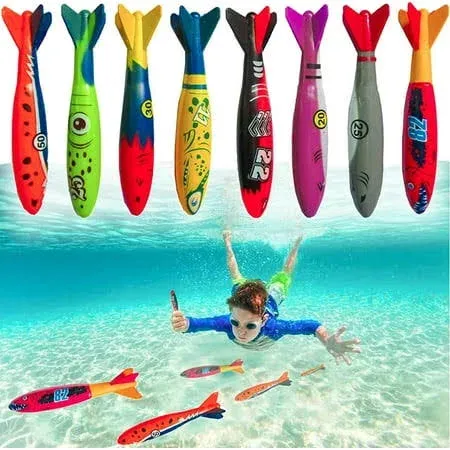 Underwater Diving Torpedo Bandits, Swimming Pool Toy 5” Sharks Glides up to 20 F