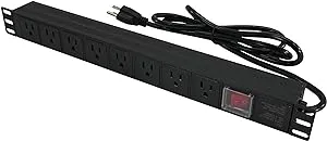 CNAweb Power Distribution Unit 19" 1U Rack Mount PDU 8 Outlet 6' Power Cord - Black