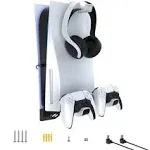 NexiGo PS5 Wall Mount Kit with Charging Station, Dual Controller Chargers, Steel Wall Stand, and Headphone Hanger - Compatible with Playstation 5 (Disc & Digital)