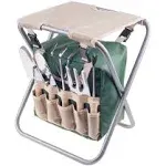  Folding Garden Stool with Tool Bag Plus 5 Garden Tools 