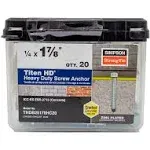 Simpson Strong-Tie Titen Heavy Duty Screw Anchor 100PK 1/4&#034; x 1-7/8&#034; THDB25178H