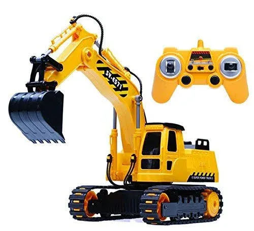 DOUBLE E Remote Control Excavator Toy Construction Toys Tractor Rechargeable ...