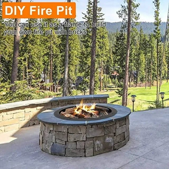 VINGLI Galvanized Fire Pit Ring 3.0mm Thick Heavy Duty Solid Steel 30-Inch Inner 36-Inch Outer, Metal Fire Pit Liner DIY Campfire Ring Above or In-Ground for Outdoor, Backyard