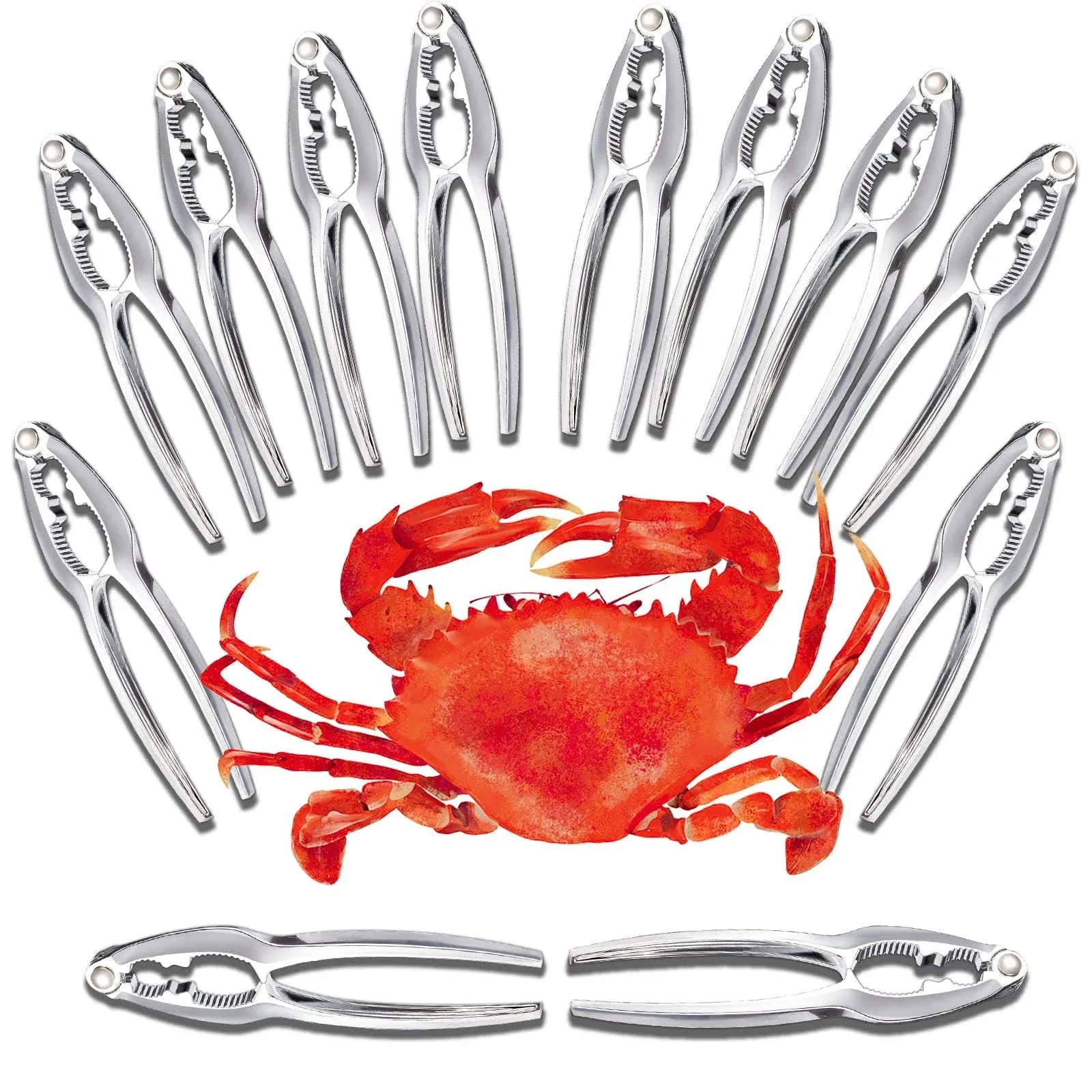 Crab Crackers and Tools, 12 Pieces Enhanced Crab Leg Crackers with Storage 