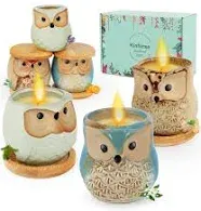 Candles Birthday Gifts for Women, Owl Gifts for Women, 6 Pack Novelty Scented