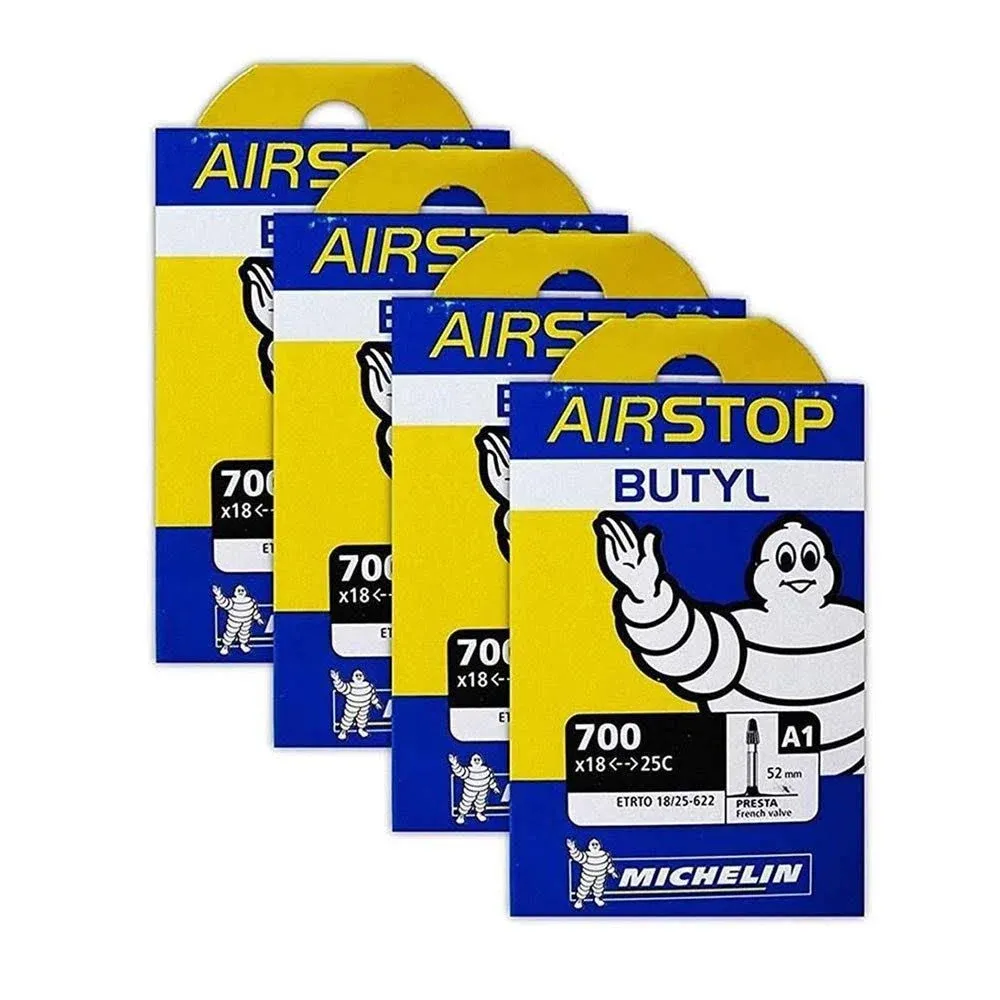 Michelin A1 Airstop 700x18-25c Road Bike Tube Bundle 52mm Smooth Presta - 4 PACK