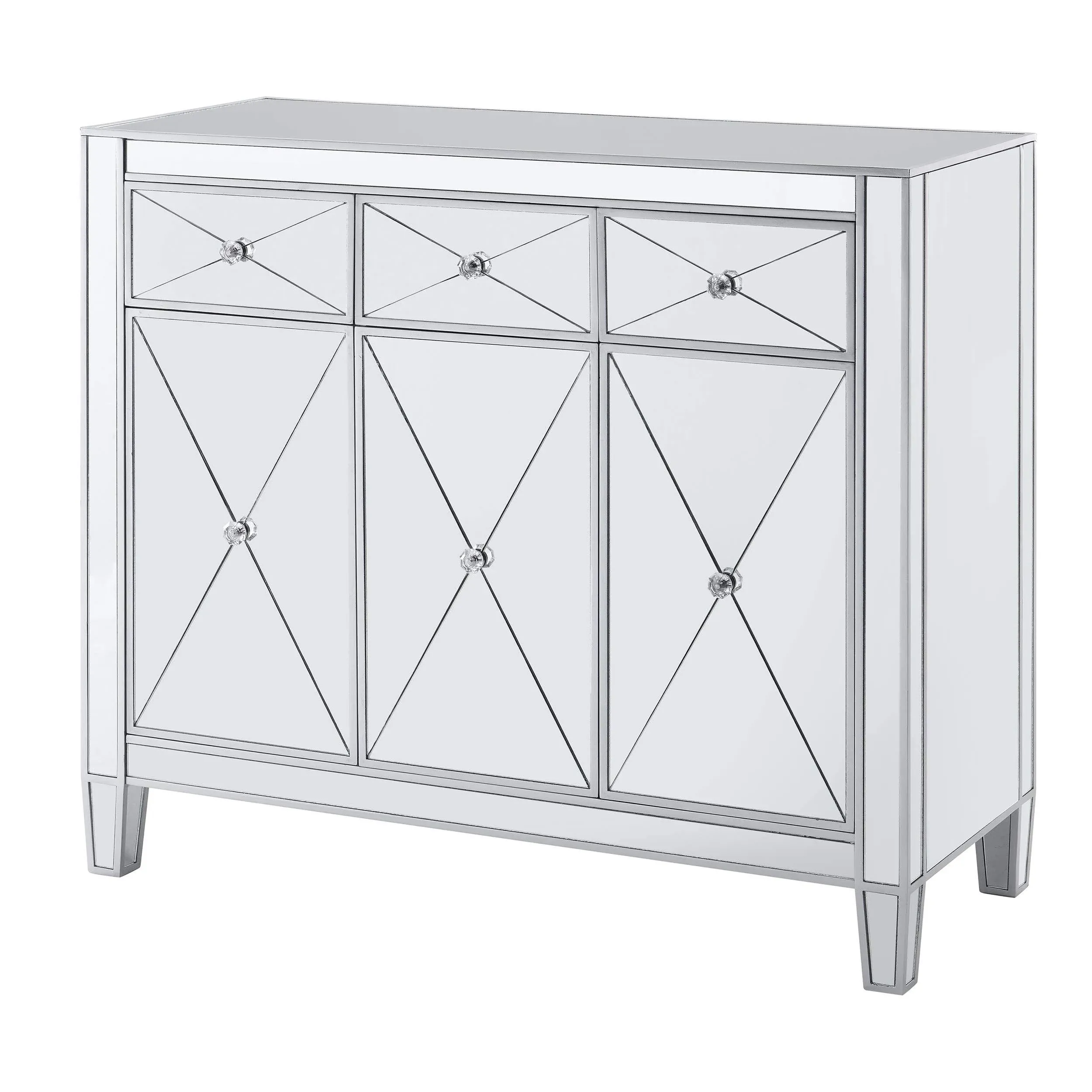 SEI Furniture Mirage 3-Door Mirrored Cabinet