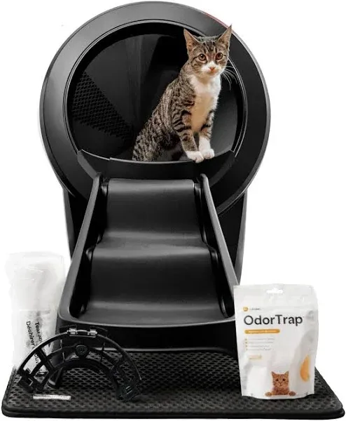 Whisker - Litter-Robot 4 - Smart Self-Cleaning Litter Box - Complete Bundle w/ OdorTrap Refills, Waste Liners, Ramp, Mat & Fence - White