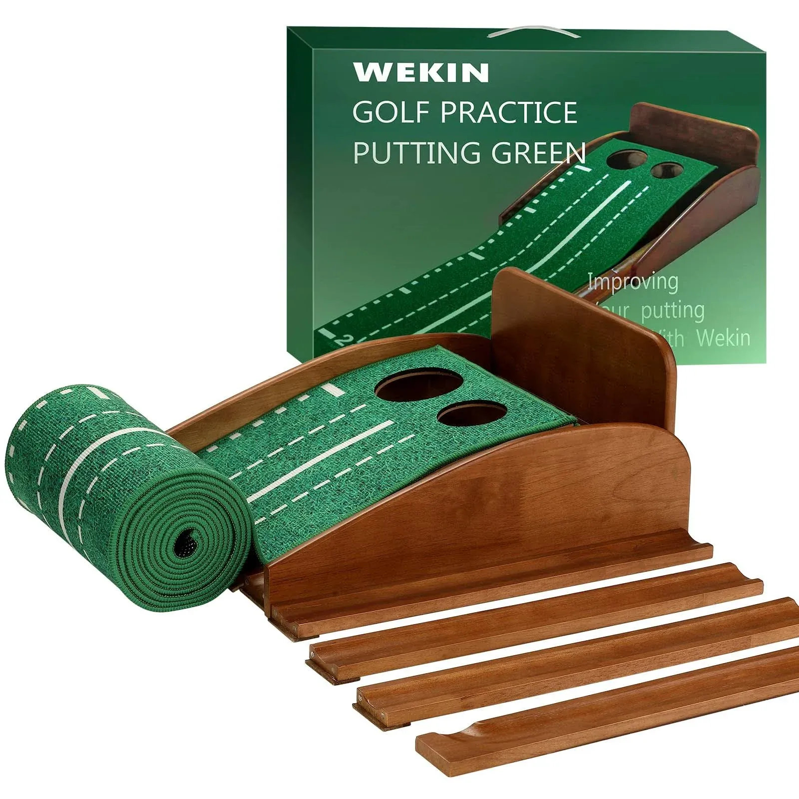 Wekin Putting Green Indoor Mini Golf Putting Mat with Auto Ball Return System