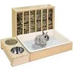 Portable 3-in-1 Rabbit Hay Feeder with Litter Box